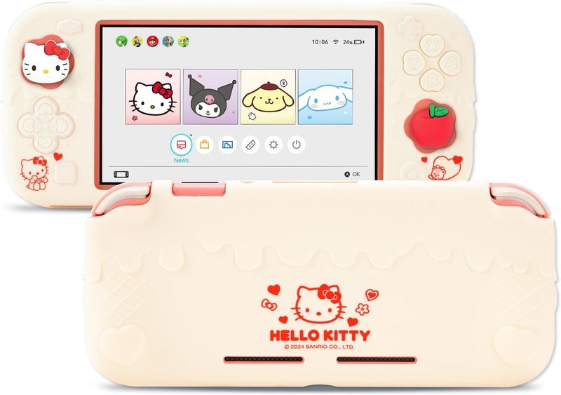 Kuitmor Switch Lite Protective Case,Soft Silicone Protective Cover Case,Anti-Scratch Protector for Switch Lite with 2 Thumb Grip Caps - HLK Off White | Soft Silicone, for Switch Lite, Off White - Image 1